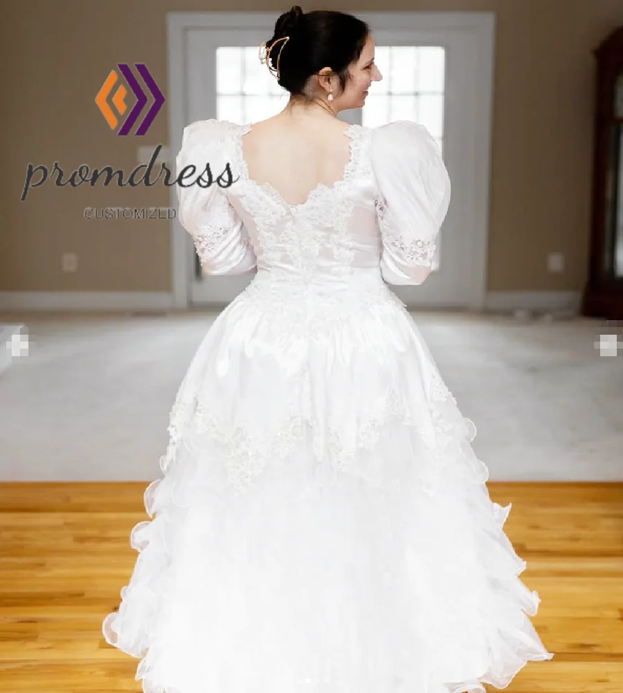 Retro 80s Wedding Dress With Organza Ruffles Long Sleeve Celtic Victorian  Bridal Dress 2025 Elegant Gatsby Bride GownCustomized