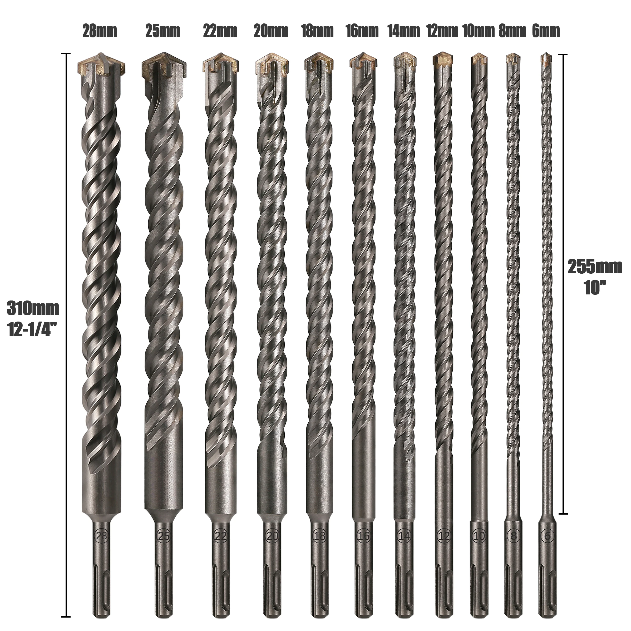 1Pc Concrete SDS Plus 6-28mm bit Cross Cutter head double auger Hammer 310mm Wall Brick Block Electric Hammer Masonry Bit