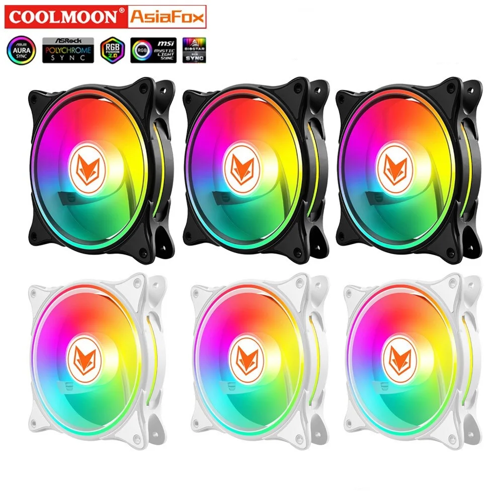 

COOLMOON 1-6PCS 120MM PC Case Cooling Fan 12V 4PIN PWM Temperature Control 5V 3PIN ARGB AURA SYNC Chassis Cooler Fan Ventilador