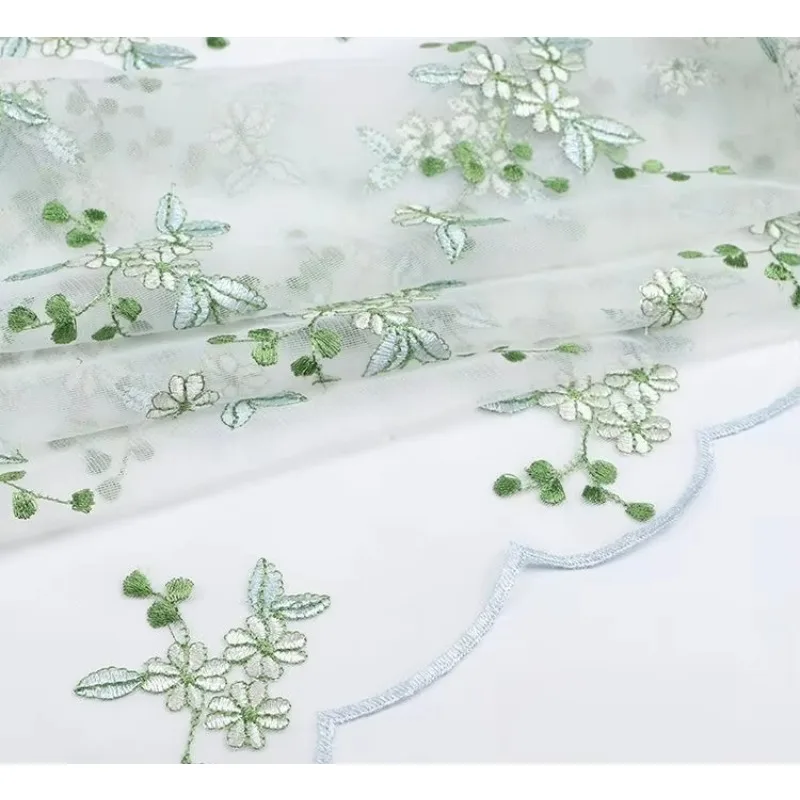 Small floral embroidered lace mesh fabric for vintage clothing country style tablecloth background cover handmade DIY sewing