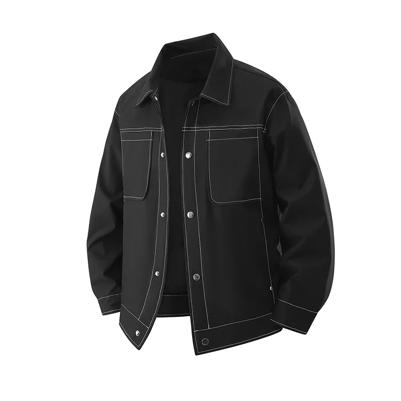 Gorasion New L-8XL Plussize Breath Water Proof Stain-proof Men Workwear Shirt Collar Jacket Men's Stand Collar Motorcycle Jacket