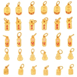 1Pc Enamel Gold Plated Brass Charm Chinese Lucky Amulet Pendant for Bracelet Earring Jewelry Making Accessories Gifts for Kids
