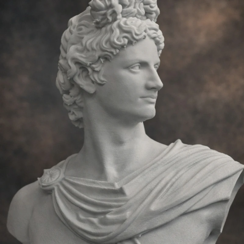 1Pc 3D Embossed Apollo Bust Statue, Greek Myth Sculpture, 3D Printed European Home Bookshelf Art Decor - view 5