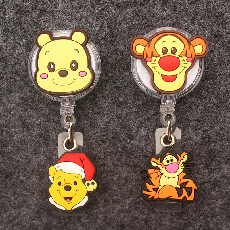 Double Little Bear Tigger Badge Reel Nurse Workers Enfermera ID Holder Girl Boy Retractable Name Card Holder Accessory