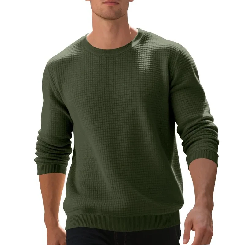 Mens Crew Neck Solid Sweatshirt Loose Fit Pullover Lightweight Outdoor Jogging Tops Casual Daily Streetwear Essential for Men