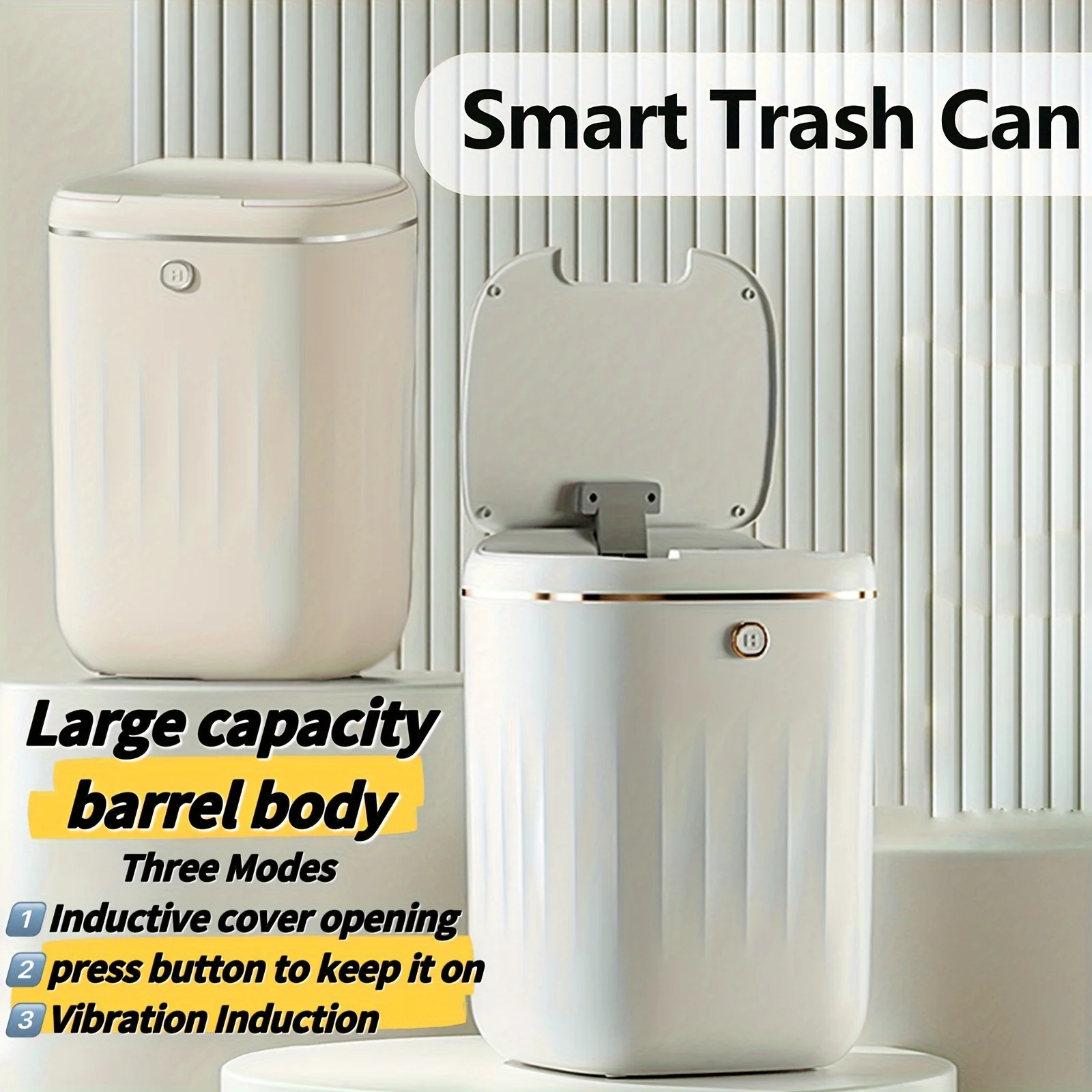 Smart Trash Can Inductive Cover Opening Press Button To Keep It On  Vibration Induction  Induction Switch   Electric Trash Can