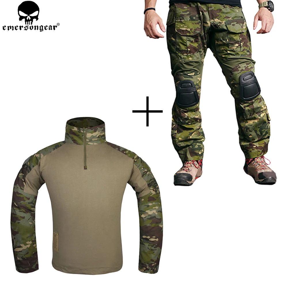 EMERSONGEAR Combat Uniform Hunting Shirt Tactical Pants with Knee Pads Multi-camo Tropic emerson Gen 3 Hunting Trousers