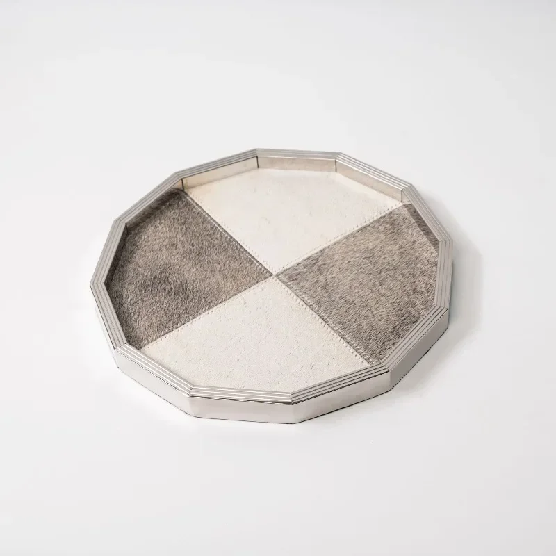 Tray art ornament, stainless steel storage tray desktop, living room coffee table model room