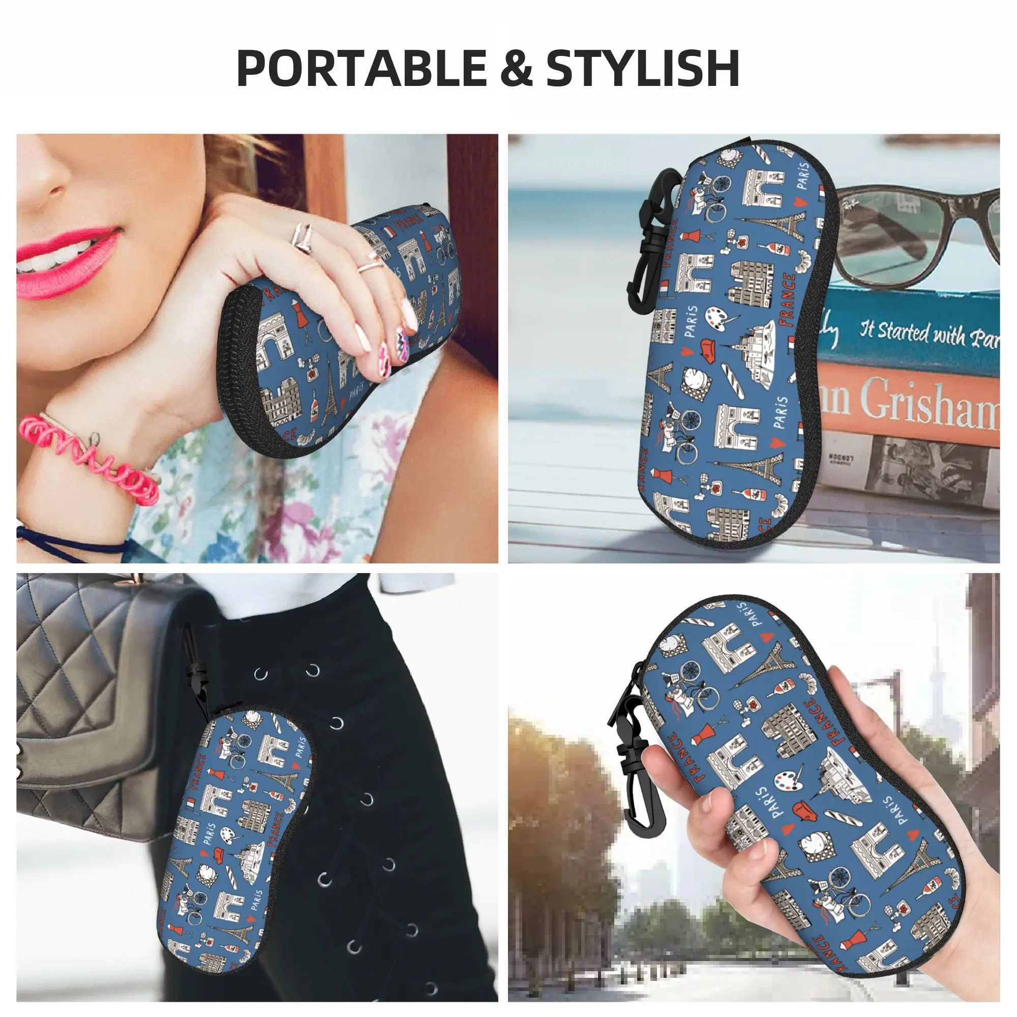French Paris Glasses Case Cover Fashion Portable Sunglasses Case Men Women Daily Eyeglass Protector Retro Eyewear Box