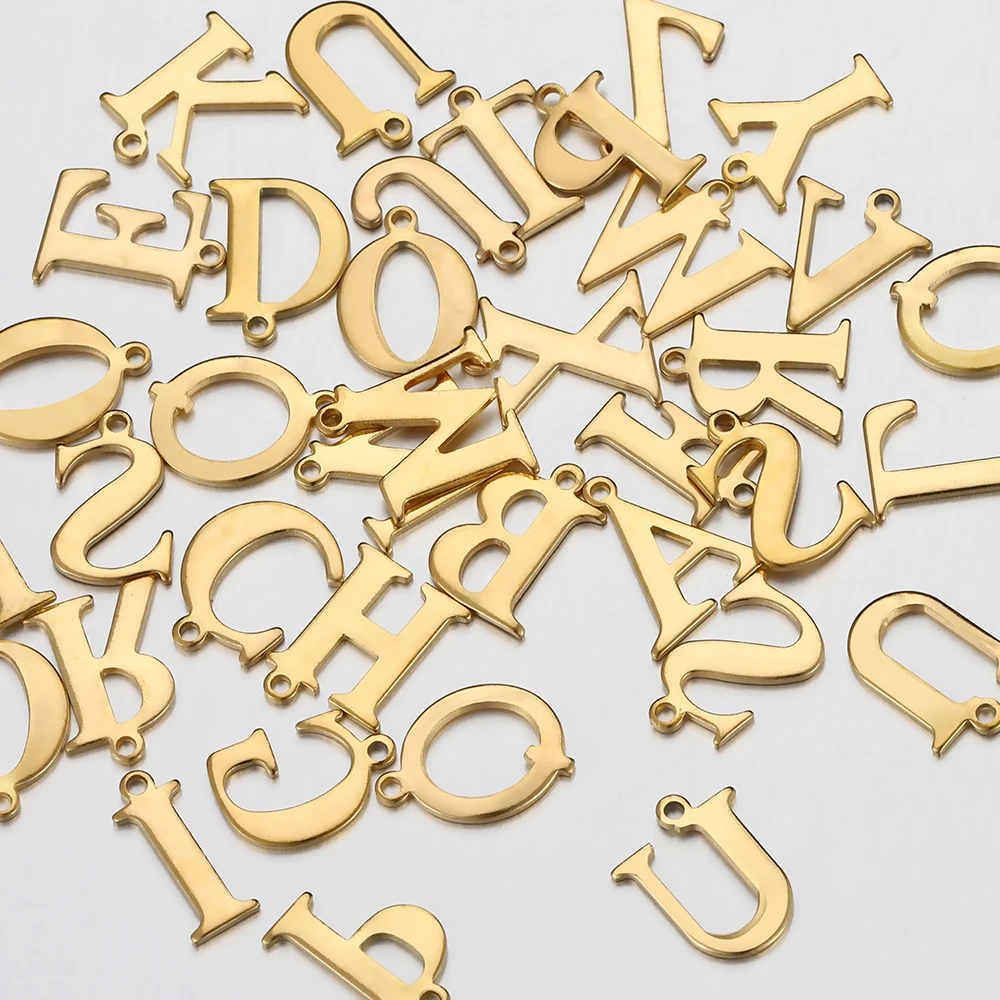 20pcs Stainless Steel Letter Charm Single Alphabet Pendants for DIY Name Necklace Jewelry Making Wholesale