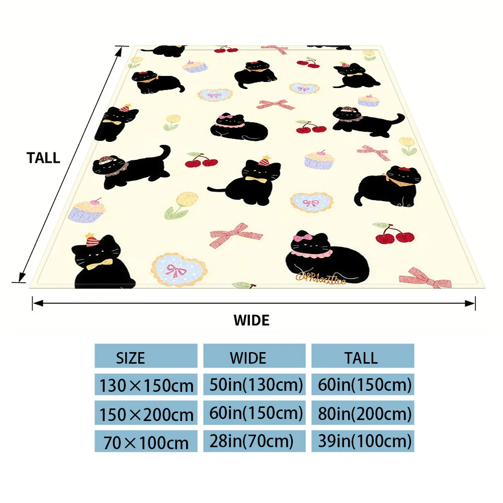 Black Kitty Nap Blanket,Flannel Blanket,Suitable For Sofas,Beds,Cars,Rooms,Offices,Camping,Exquisite Gift Blankets