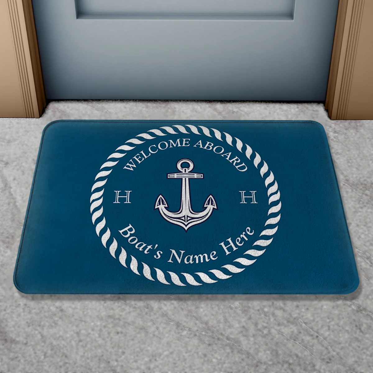 Custom Door Mat Non-Slip Bath Mat Personalized Welcome Rug Indoor Outdoor Custom Boat Name Home Decor Bathroom Floor Mat