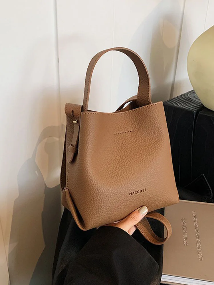

New Popular Lychee Pattern Handbag for Women Single-shoulder Crossbody Bag Large Capacity Versatile Commuting Bucket Bags Bolsas