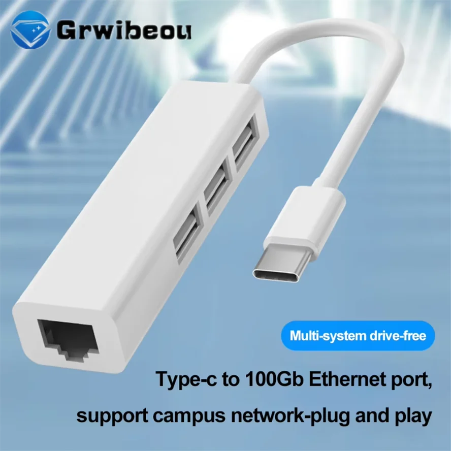 

USB Type C Ethernet Adapter Network Card USB 2.0 Type-C To RJ45 100Mbps Lan Internet Cable For MacBook PC Windows 7 8 10 Android