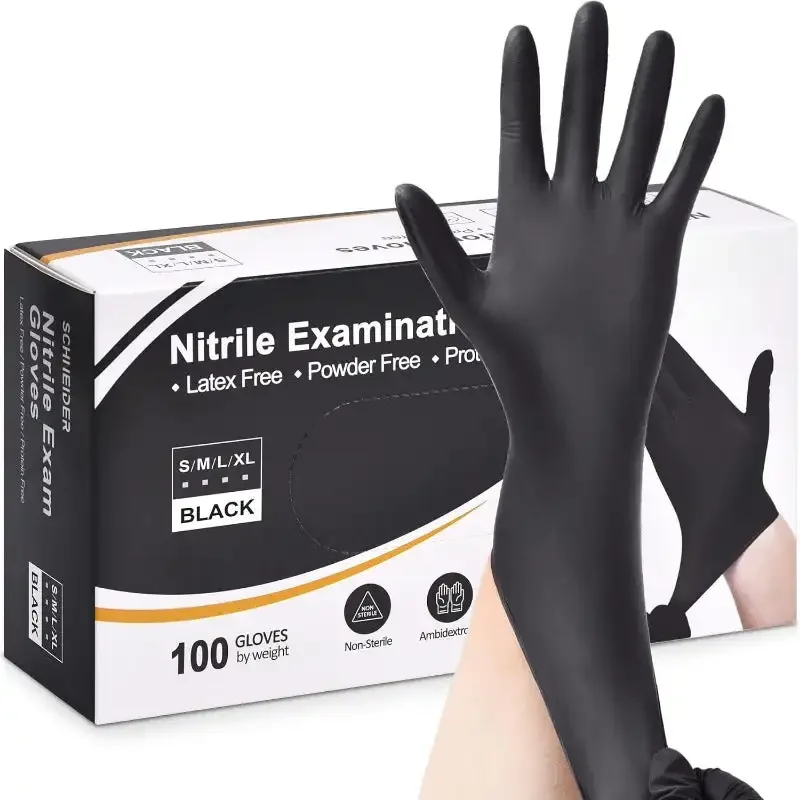 Nitrile Exam Gloves, Black, Medium, 100-ct Box, 4-mil, Latex-Free, Powder-Free, Food-Safe (NBFK7102)