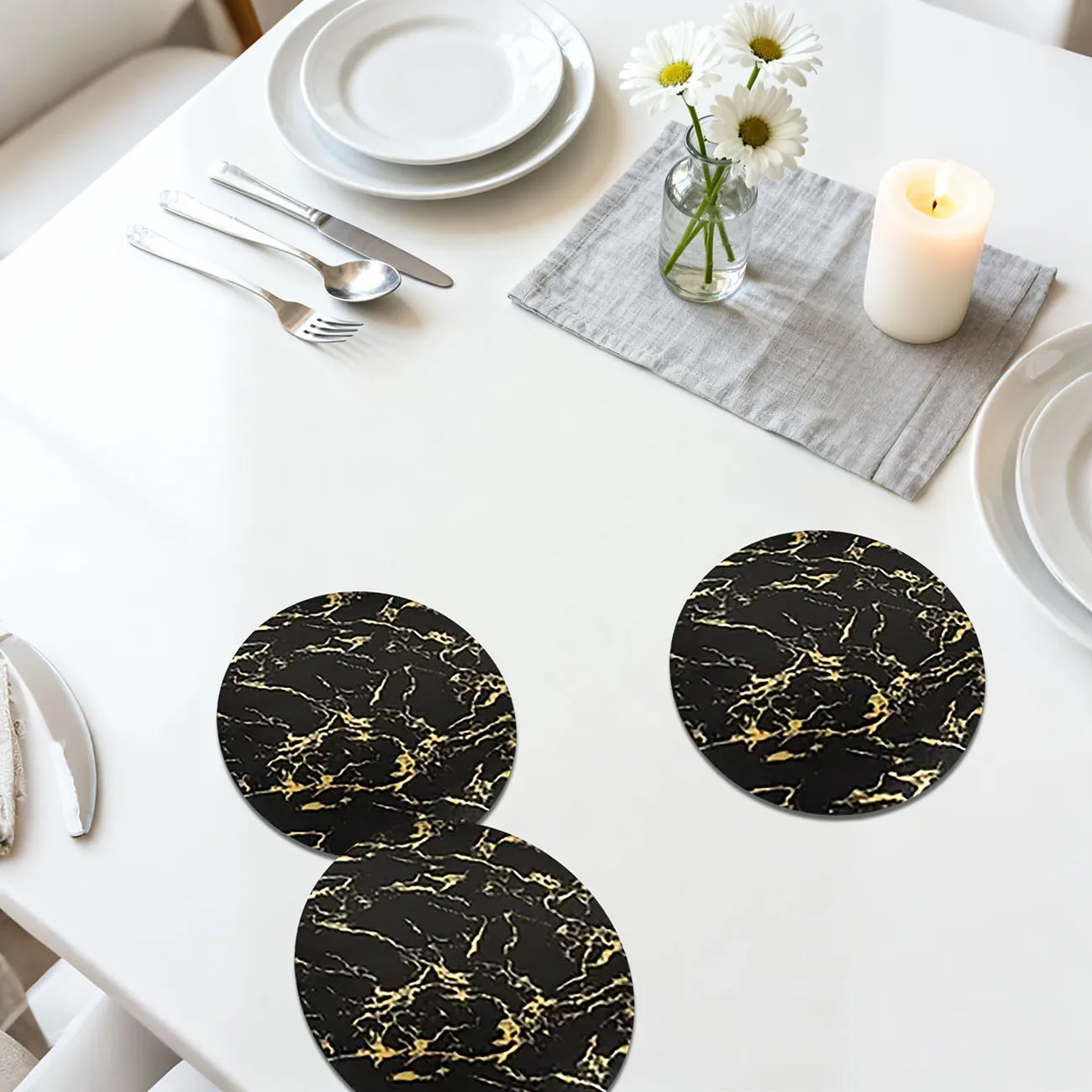 4-piece set - wooden placemat, anti slip and heat-resistant, desktop protection, dining table decoration, restaurant gift