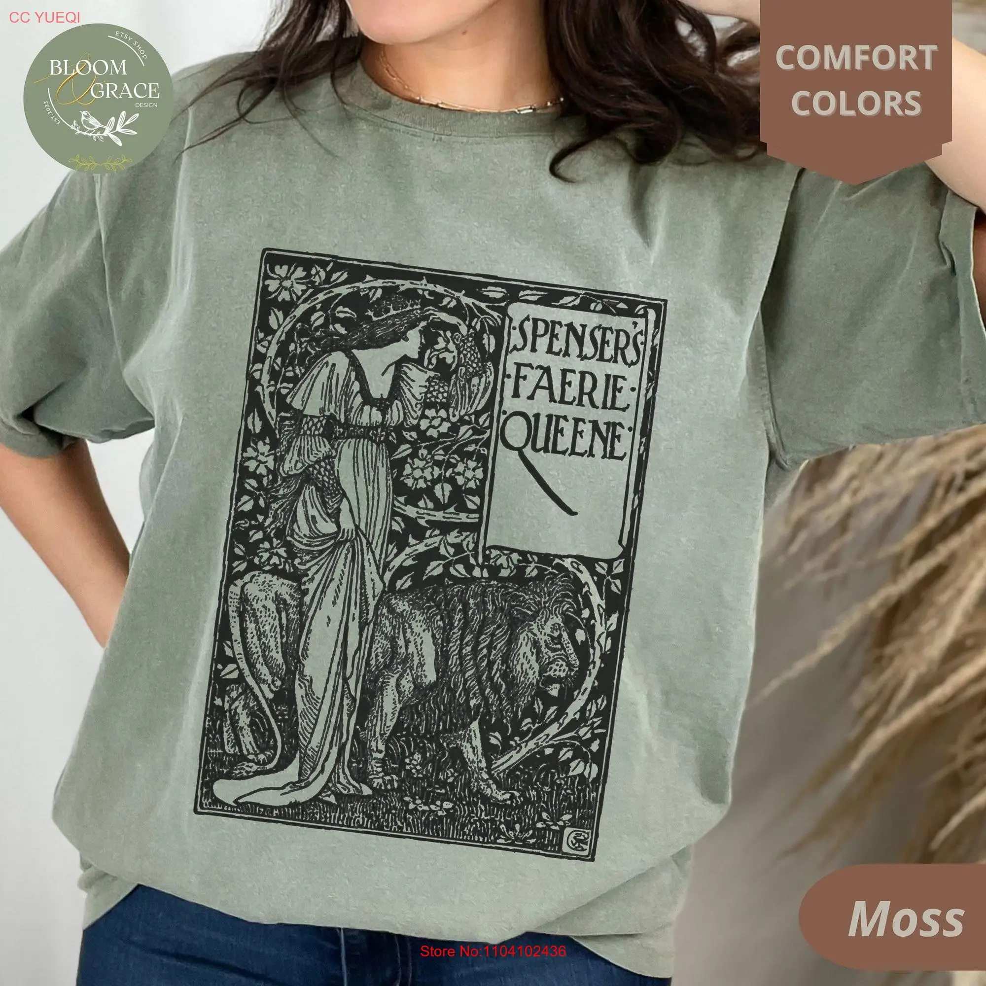 Art Nouveau T Shirt Vintage Illustration Lover Top Book William Morris Style Poem Spensers Faerie Queene