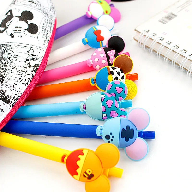 10pcs Cute Mickey Gel Pen Black Hand Account  Mouse Office Signature Pen School Students Kawaii Writing Stationer School Suppli