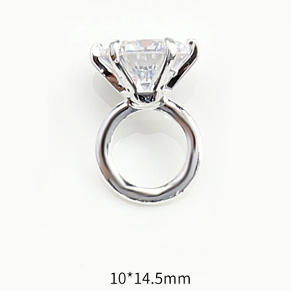 10pcs Zircon Sparkle Nail Art Charm 3D Gold Silver Alloy Big Diamond Crystal Jewelry Luxury Ring DIY Manicure Art Decorations