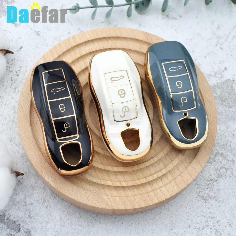 For Porsche Panamera Cayenne 971 911 9YA Macan Boxster 3 Buttons Car Key Cover Case Shell Holder Keyless Protection Accessories
