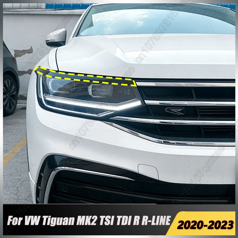 

Для VW Volkswagen Tiguan MK2 TDI TSI R R-LINE 2020-2023: 2 шт. накладки на фары (реснички/кожухи) для стайлинга