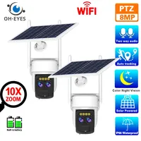 4K Dual Lens Solar Wifi PTZ Camera 8MP Auto Tracking Outdoor Full Color Night Vision and 10X Zoom Wireless Security CCTV Camera