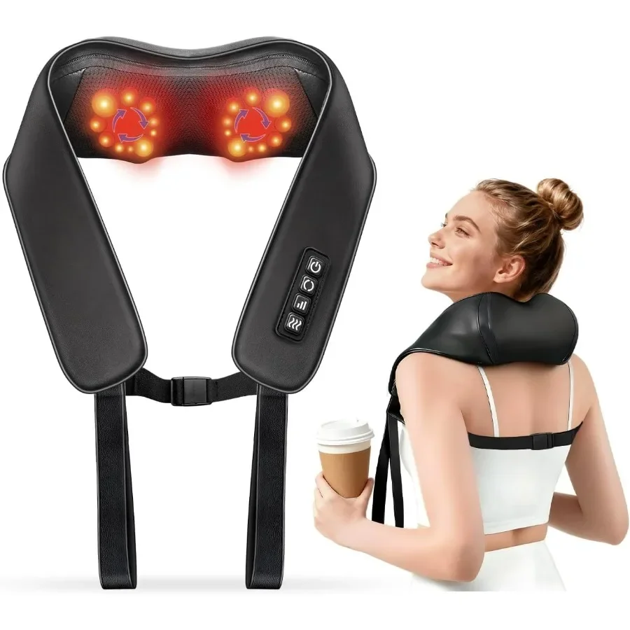 

Shiatsu Neck Massager with Heat for Pain Relief Deep Tissue 3D Kneading Electric Massager for Back Shoulder Leg Plugin for Home