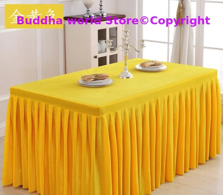 Custom made Buddhist Taoism supplie Buddhism HOME Temple Gold velvet enshrine worship Altar table Enclosing curtain Table cover