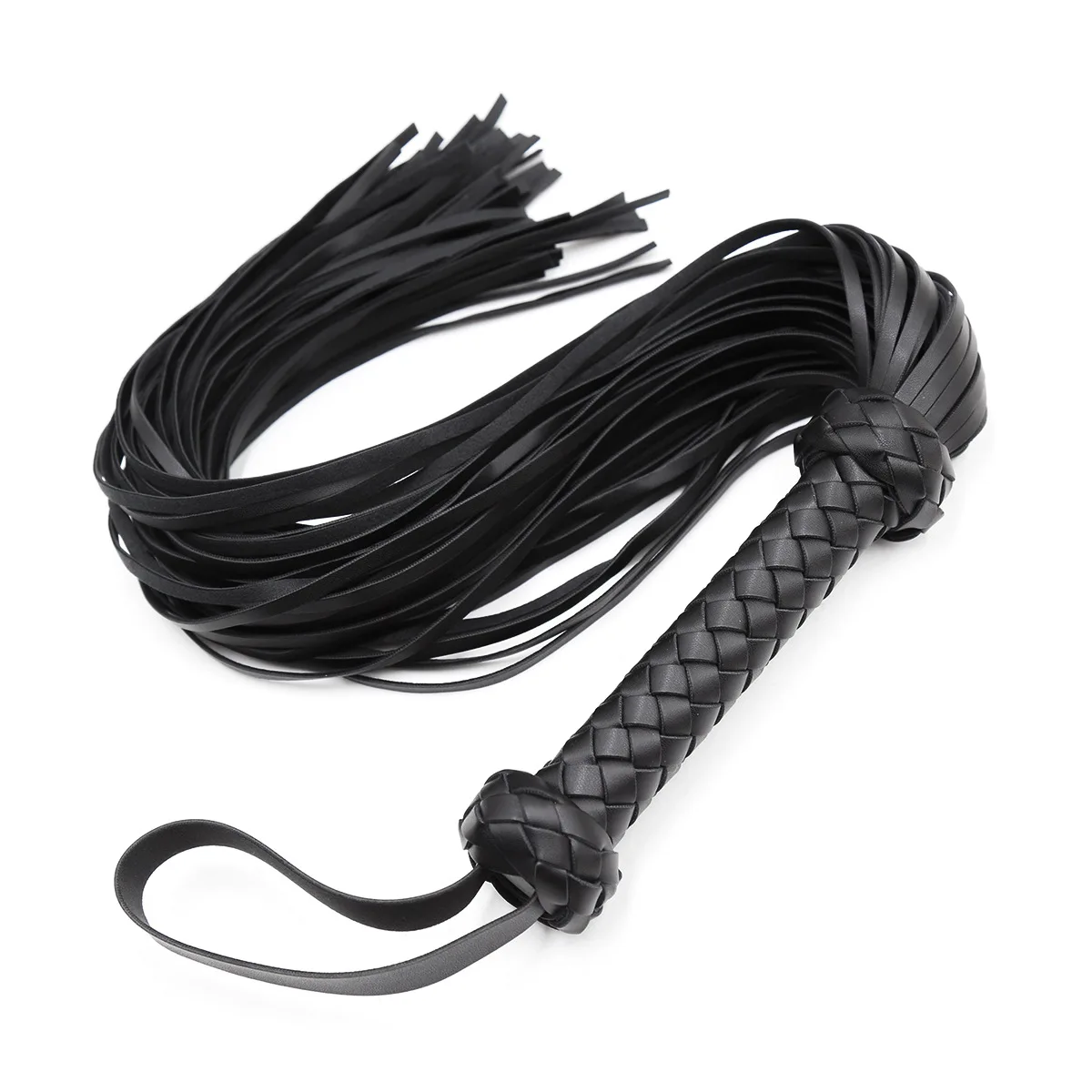 For horse training whip leather-covered handle with wrist strap