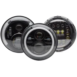 7inch Round LED Headlight Angle Eyes Headlamp for Lada Niva 4x4 suzuki Samurai Hummer H1H2 Projection Headlight for VAZ 2101