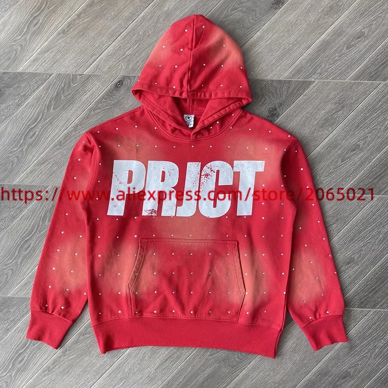 Project Capri Emergency Diamond inlay HOODIE Men Women 1:1 Best Quality Red Black Oversize Hooded