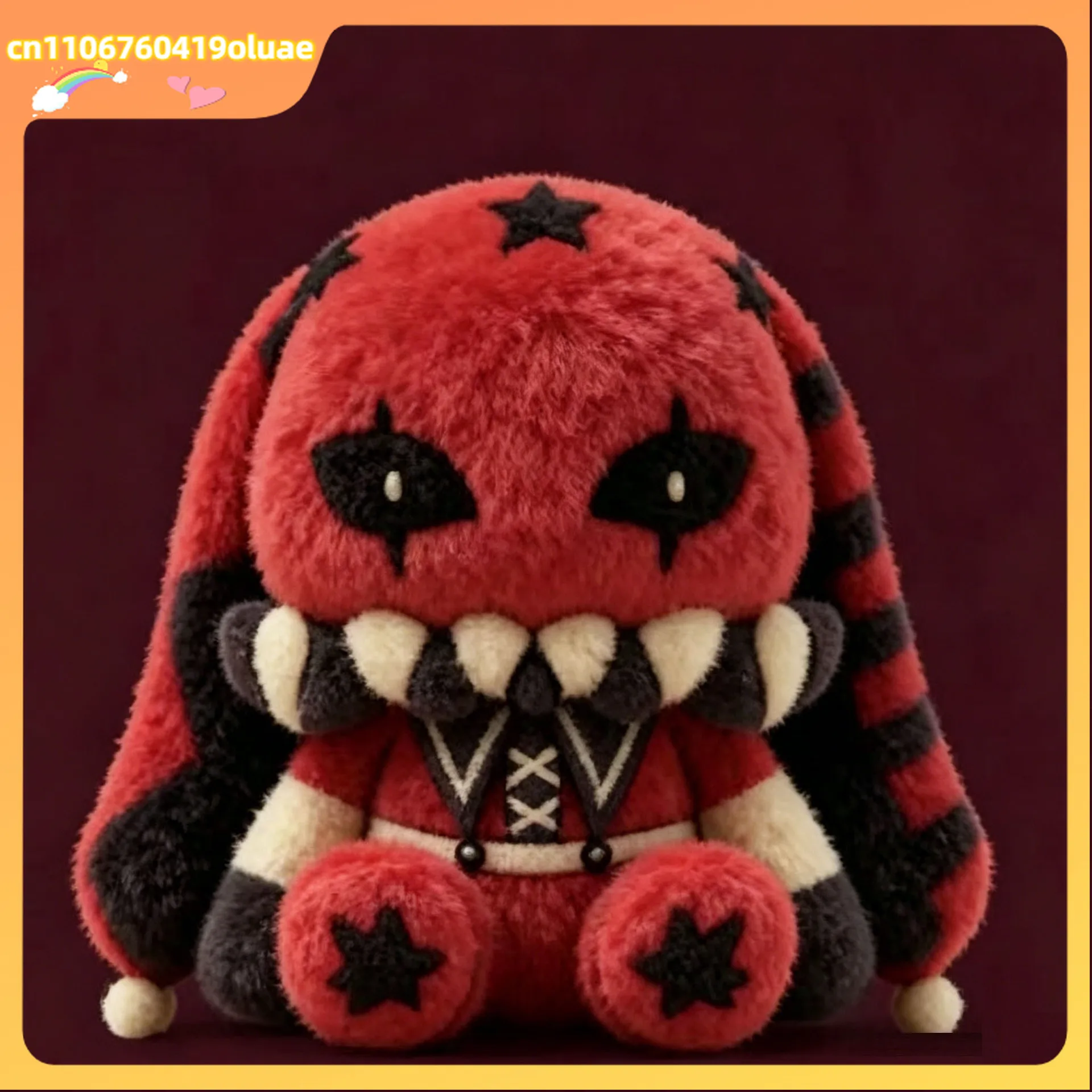 The Freak Circus Pierrot Rabbit Plush Toy Star Print Striped Long Ear Soft Stuffed Animal Home Decoration For Adult Collectors