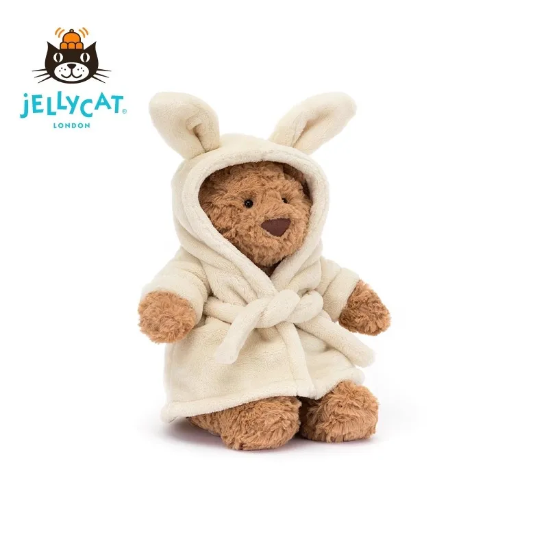 Jellycat القطيفة البشكير الدب سلسلة ألعاب من القطيفة الباذنجان الدب الحب الدب لطيف ألعاب من نسيج مخملي الطفل الراحة هدية عيد ميلاد الطفل