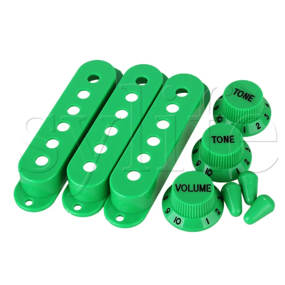 3 x Green Electric Guitar Single Coil Pickup Covers 48/50/52 1V2T Knob witch Tip