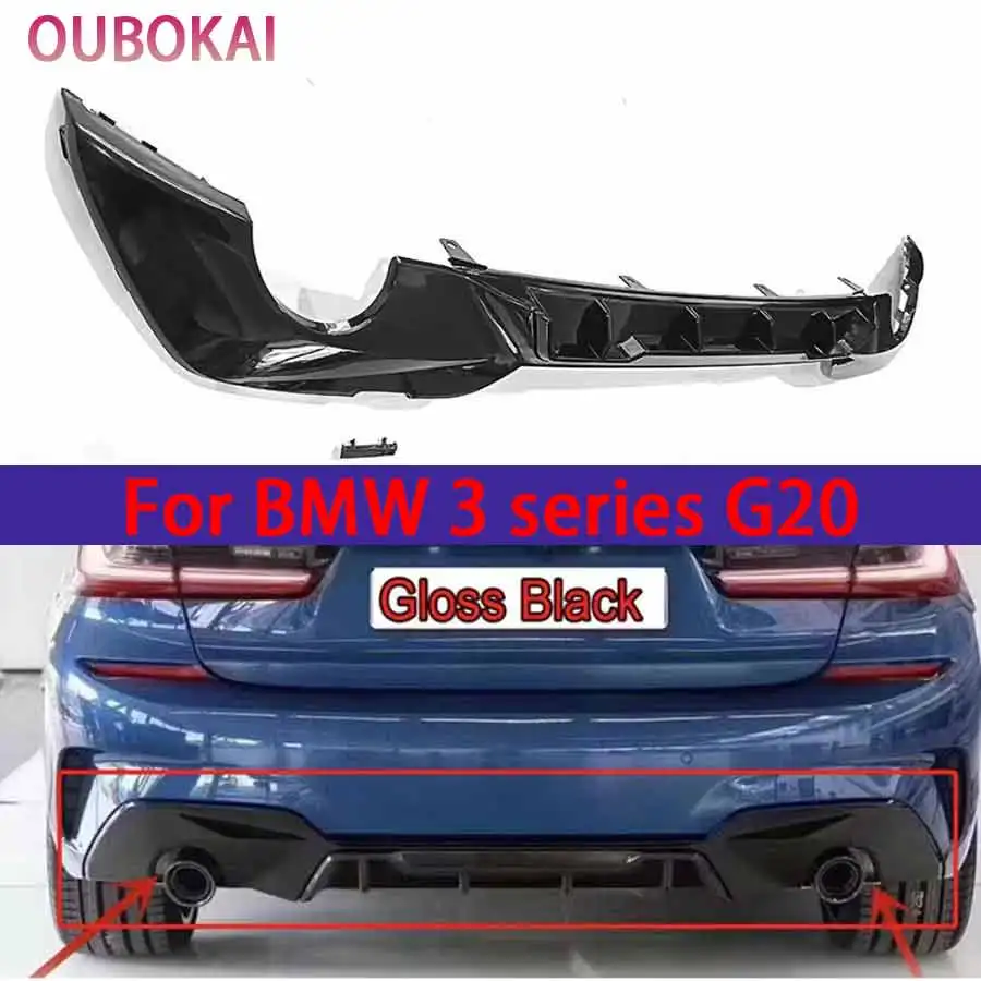 For BMW 3 series G20 2019-2022 Bright Black Rear Bumper Diffuser Spoiler Rear Splitters Spoiler Back lip Diverter black MP style