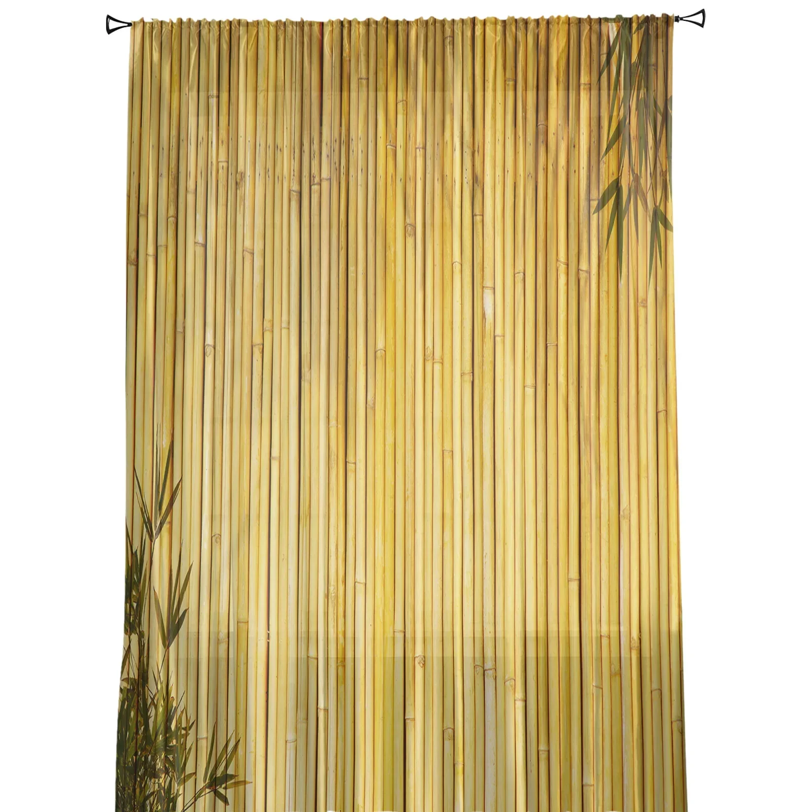 Bamboo Zen Chinese Style Sheer Curtains Living Room Window Tulle Curtains For Bedroom Kitchen Home Decoration Voile Drapes