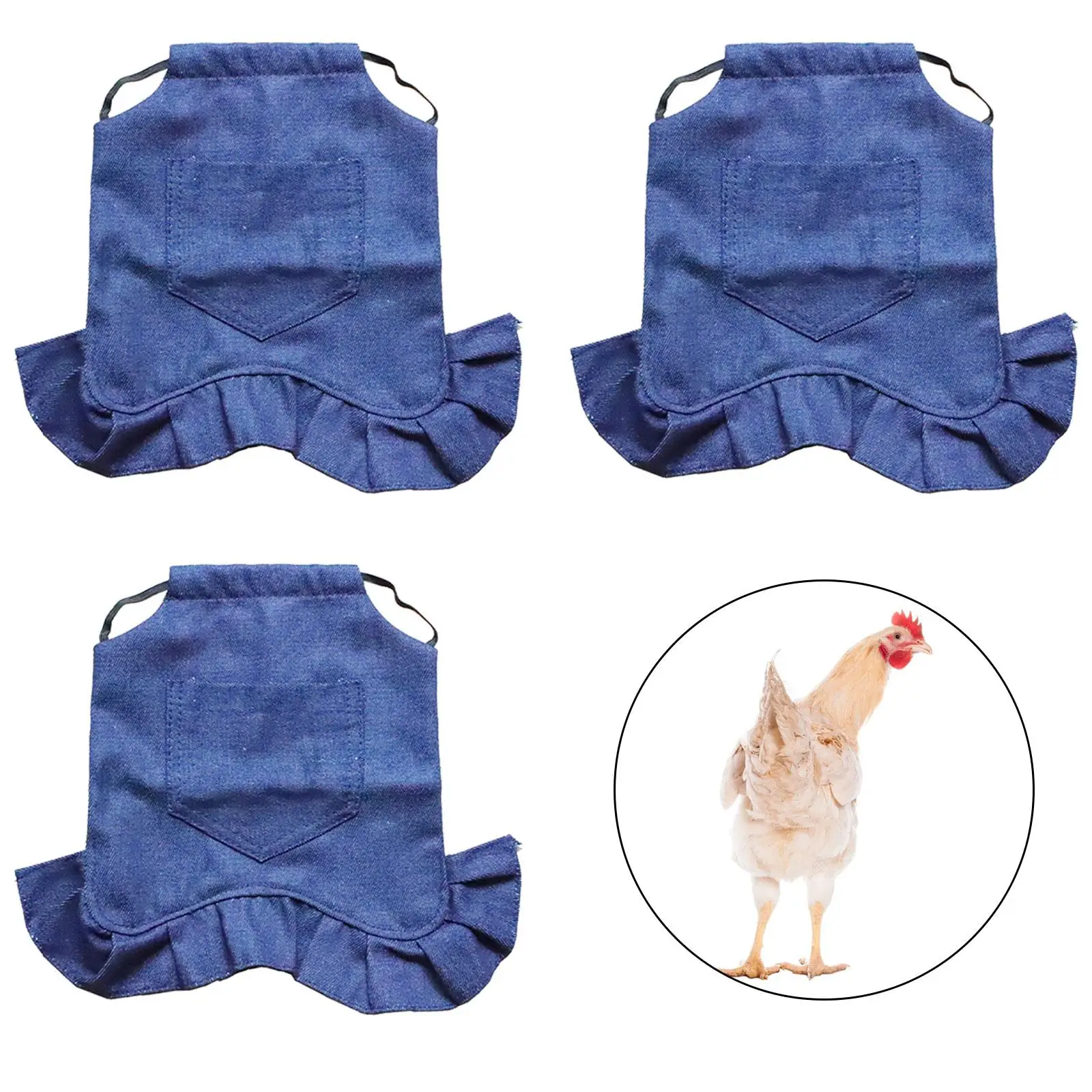 Durable Chicken Saddle with Pocket for Hens Denim Feather Protector Jacket Easy Wear Straps Lightweight Poultry Care Supplies