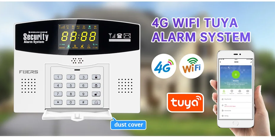 Fuers W214 WIFI 4G GSM Drahtloses Alarmsystem Kompatibel mit Tuya Smart Einbruchmeldeanlage Kabelgebundene Sicherheitszone Verbindet sich mit Alexa Google Bewegungssensor – Detail 1