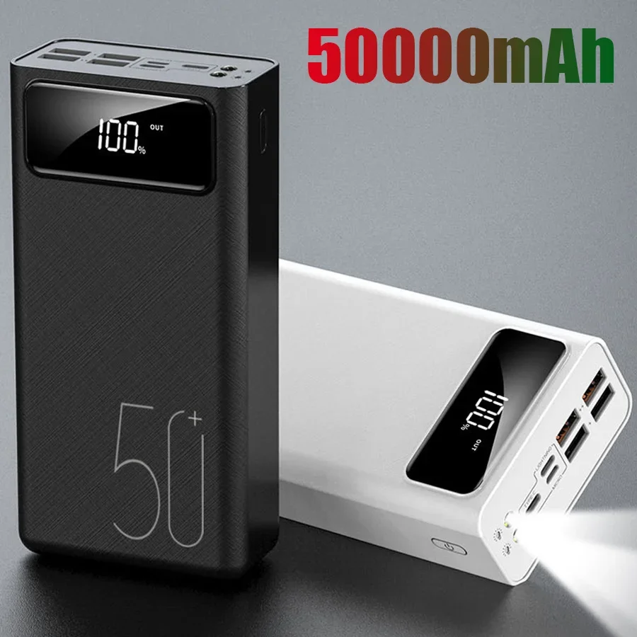 

Power Bank 50000mah Led 4 USB External Battery Flashlight Outdoor Portable Cell Phone Charger For Huawei Xiaomi Samsung