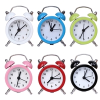 Portable Mini Round Battery Alarm Clock Desktop Table Bedside Clocks Decor