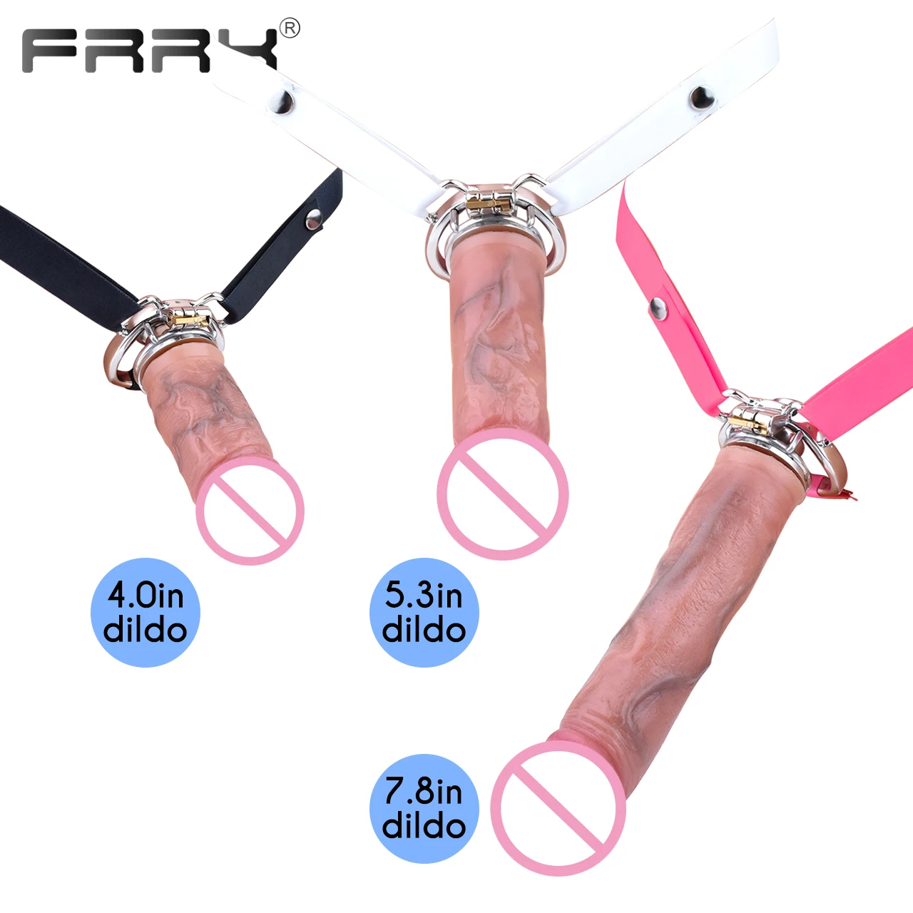 FRRK Fetish Realistic Dildo Male Chastity Cage With Harness Belt Metal Cock Lock BDSM 페니스링 Penis Rings 섹스토이 Sex Toys For Men