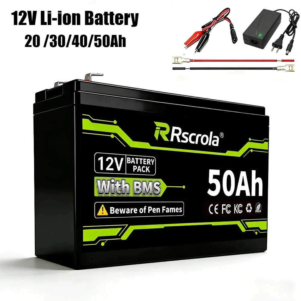 12V 20-50Ah Rechargeable Battery Pack，3S4P 5P 6P 7P Lithium Battery Pack For  Sprayer Portable Speaker, Outdoor Camping,Toy Cars