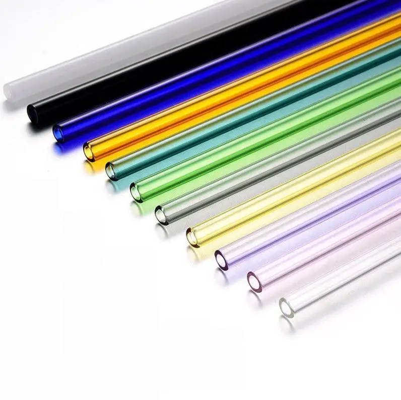 500Pcs/Lot 4 Size Colorful Special Fine Glass Straight Drinking Glass Straws Reusable Eco-friendly Wholesale ni13