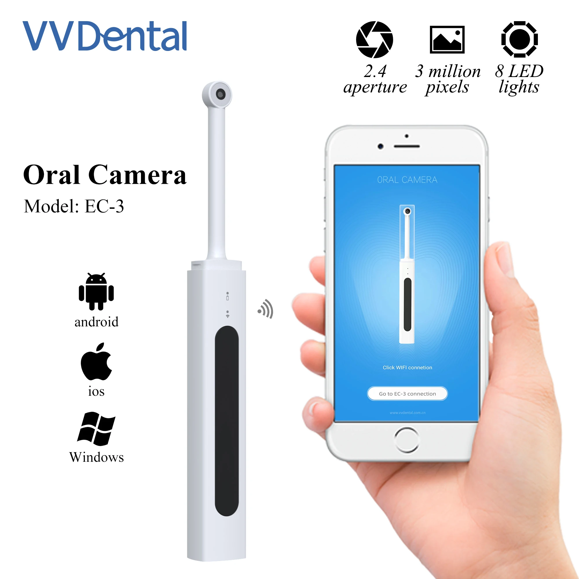 VVDental Intra Oral Dental Camera Wifi Digital Radio Sensor Intraoral Dental Odontologia Endoscope Dentistry Tool