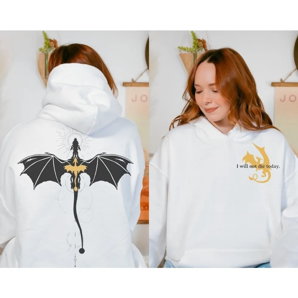 Dubbelzijdig Violet Sorrengail's Dragon Mark Hoodie Vierde Vleugel Capuchon Boekenliefhebber Cadeau voor Boekenliefhebber Mannen Vrouwen Kleding