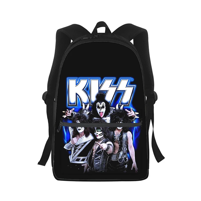 Kiss Band-mochila con estampado 3D para hombre y mujer, bolso escolar para estudiantes, mochila para ordenador portátil, bolso de hombro de viaje para niños