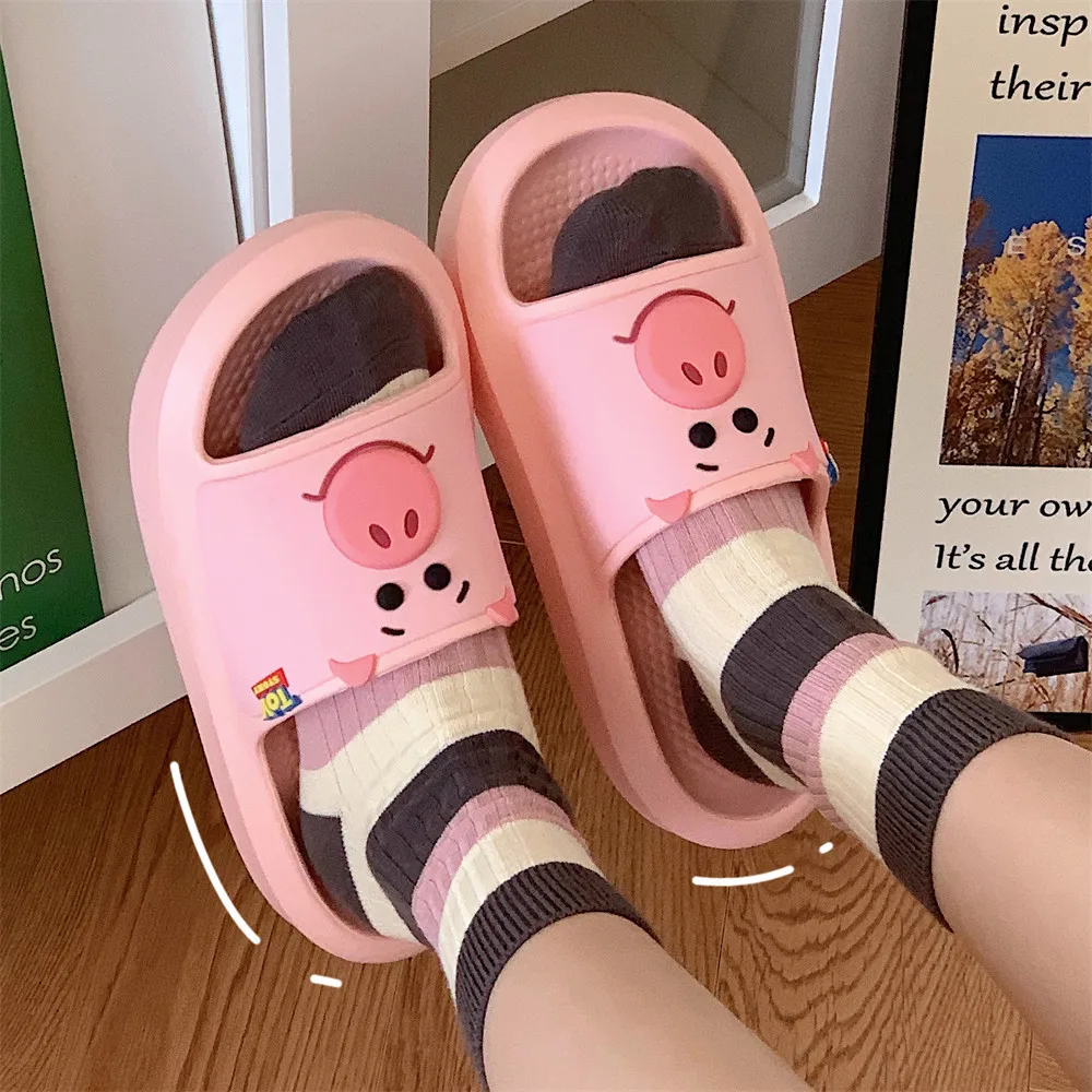 

Cute Cartoon Toy Story Hamm Sakura Powder Pig Slippers Eva Waterproof Anti-Slip Sandals Summer for Women