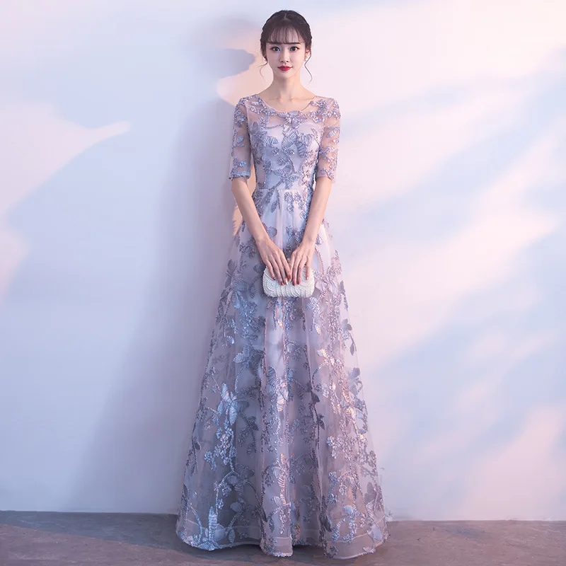

DSP Elegant Half Sleeves Prom Dresses Women's Evening Party Dresses Long Formal Occasion Dress Gala