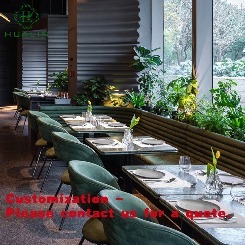 

custom.HUALIN Modern Style Restaurant High Quality Sintered Stone Dining Table Hotel Cafe Theme Restaurant Table and Chair Set