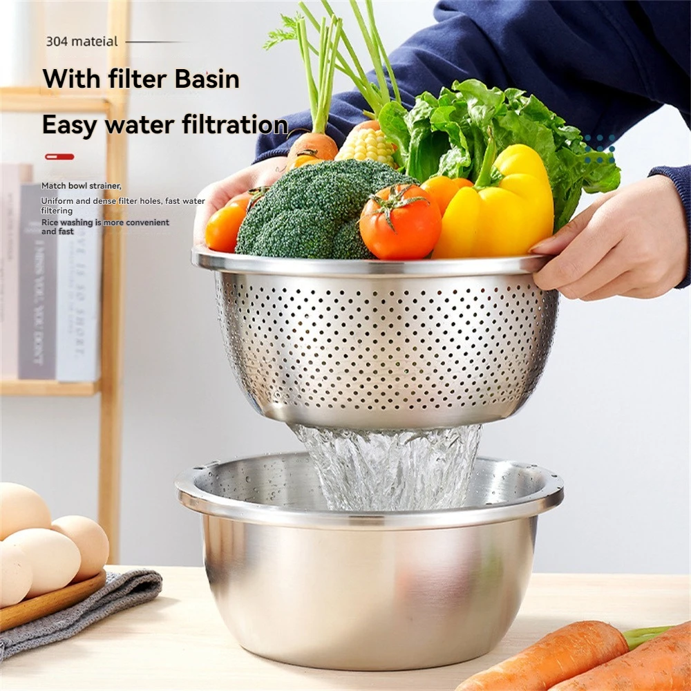 

2pcs Dripping basket and basin, leaking basin in kitchen, thickened vegetable washing basin, rice sieve, fruit basket for shoppi